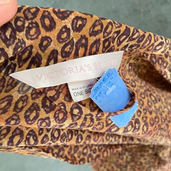 Victoria’s Secret Leopard Print Chiffon Kimono Robe Attached Belt – One Size - Picture 6 of 9